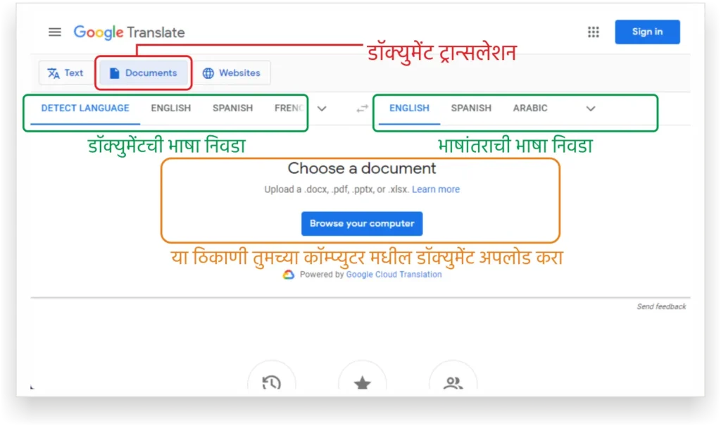 Google Translate Document Translation